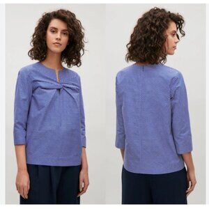 COS Geometric Twist Knot Front Blue Blouse Size 6